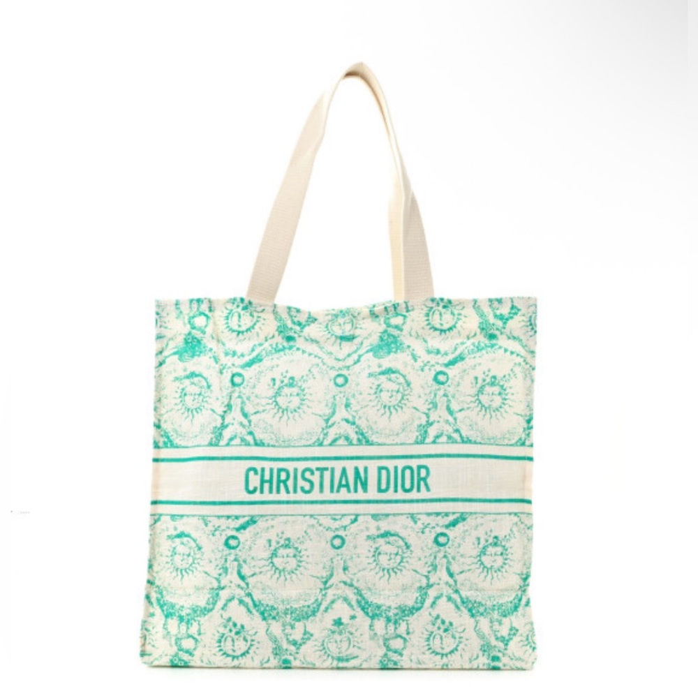 NIB Dioriviera VIP Large Linen Tote Bag in Aquamarine — Retails for $850 - Picture 2 of 12